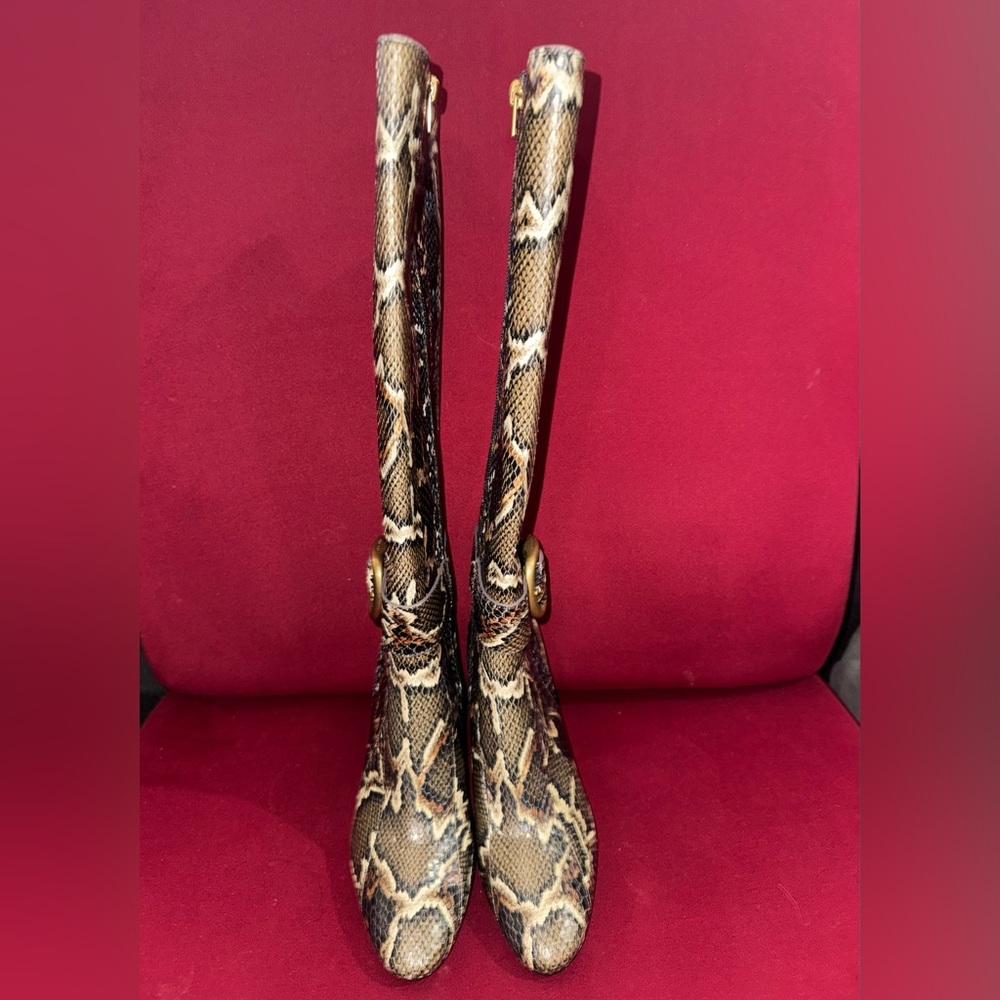 Coach Evelyn Multicolor Genuine Snakeskin Heeled Boots - Picture 4 of 11